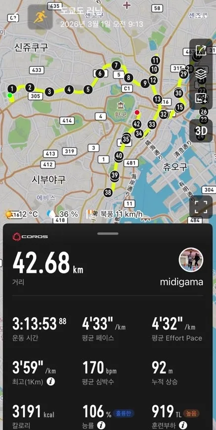 2026 도쿄마라톤 기록