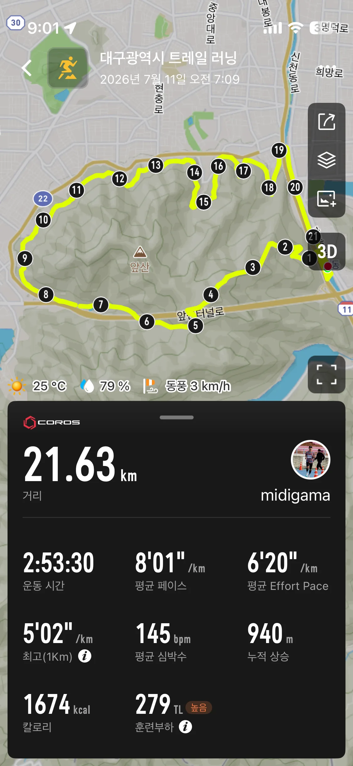 붕어빵런21k 기록