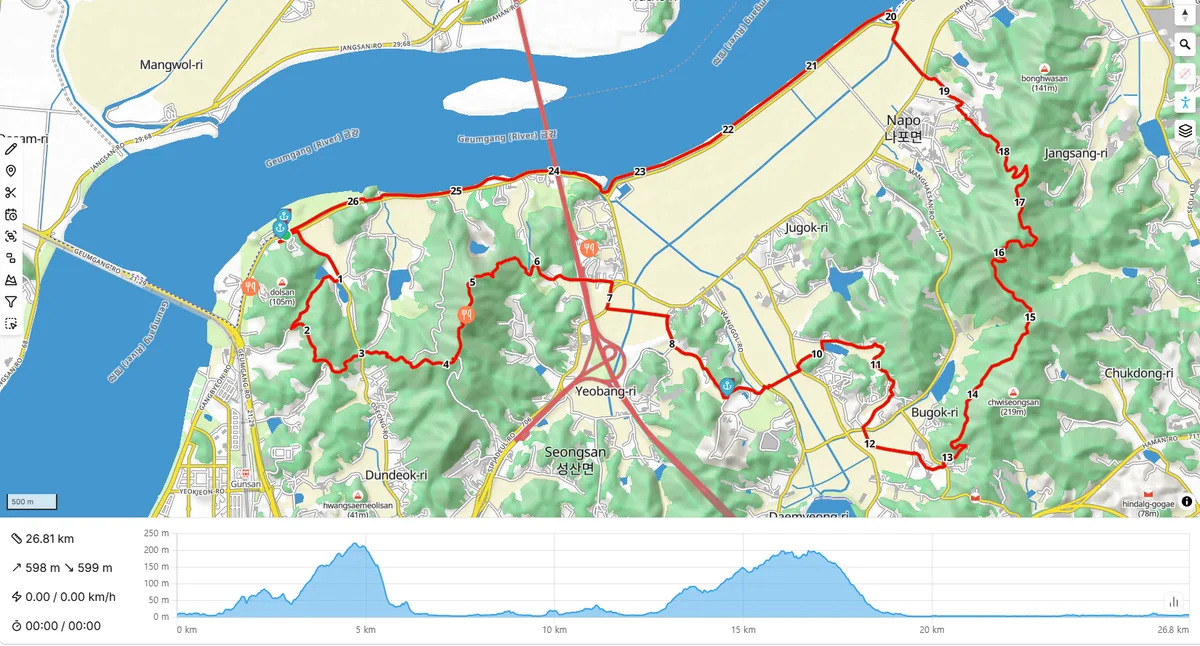 군산 오성산 트레일런 26k 코스맵 군산 오성산 트레일런 26k 코스맵