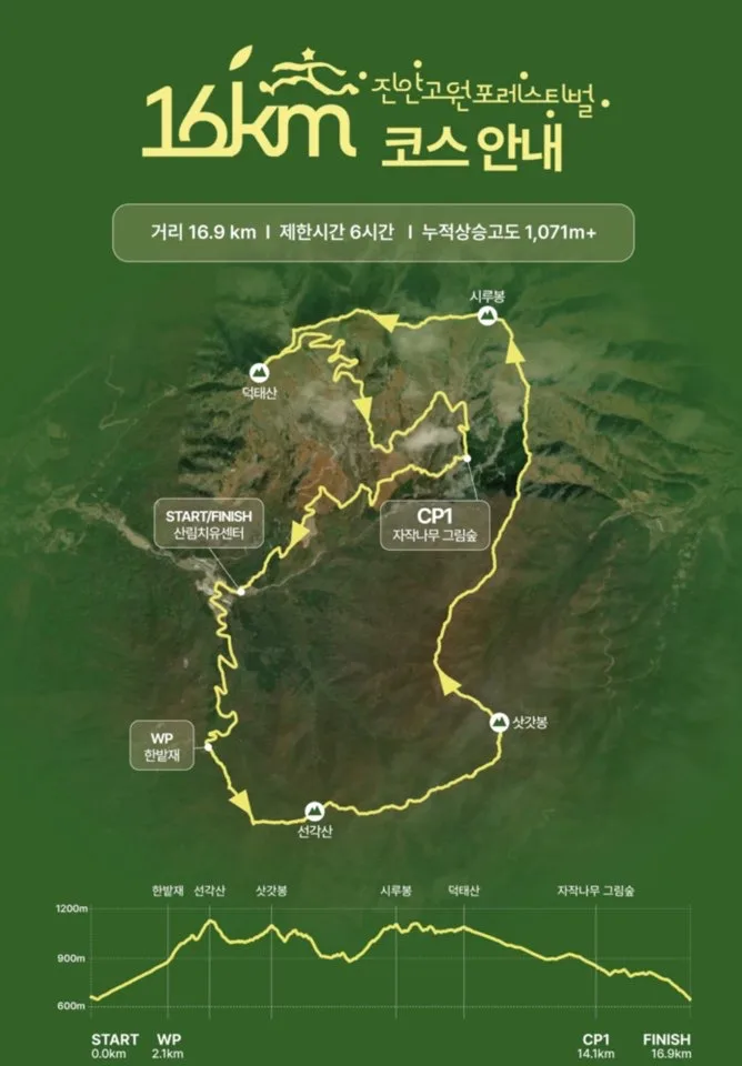 진안고원포레스티벌 트레일러닝 16k 코스맵 진안고원포레스티벌 트레일러닝 16k 코스맵